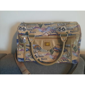 Women's Travel Bag One Size Beige Brown Route 66 Print
